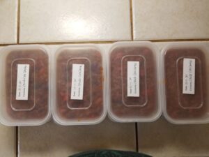 Chili Con Carne labeled in meal prep containers