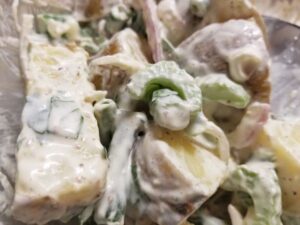 close up picture of Potato Salad with Green Beans