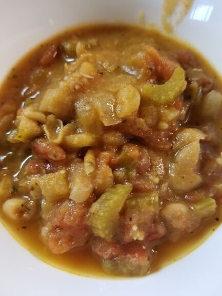 Tomato Basil White Bean Soup in a bowl