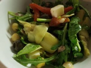 Make Ahead Italian Deli Salad served in white dish - close up
