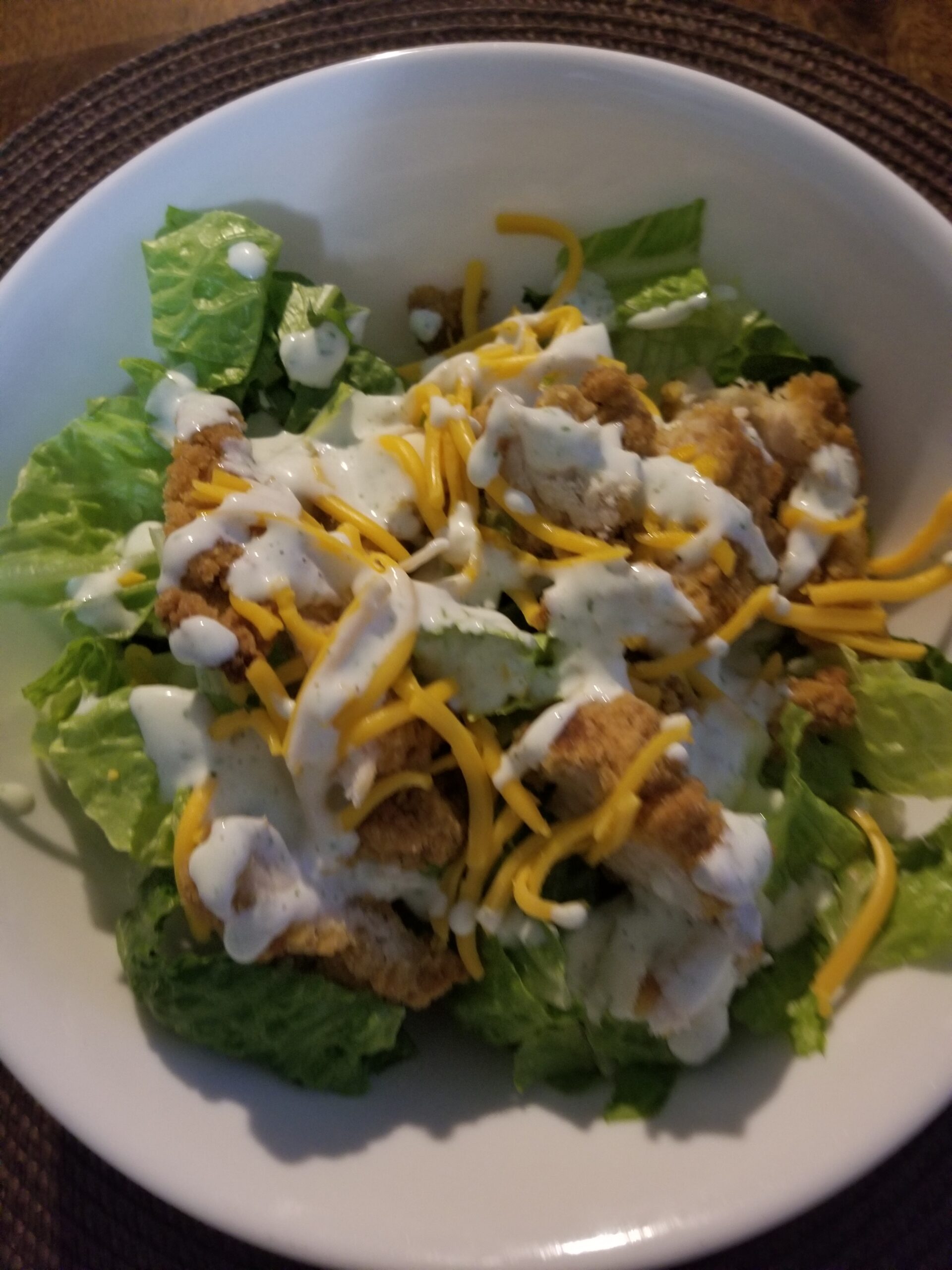 Healthier Fried Chicken Salad with ButtermilkBasil Dressing